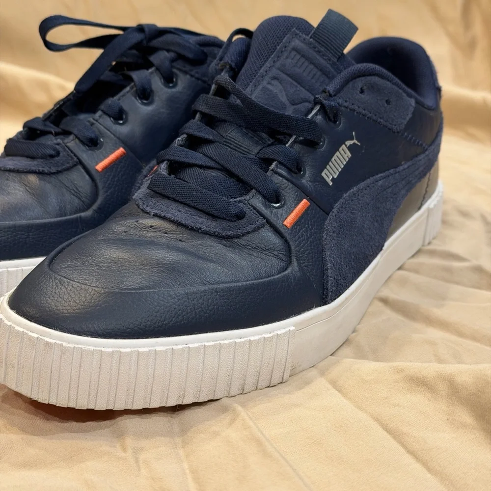 Puma‎ Women's Cali G Navy Spikeless Golf Leather and Suede Shoes Size 8 1/2